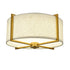 Modern Flush Mount Ceiling Light Drum Shade Brass Dimmable LED Ceiling Light