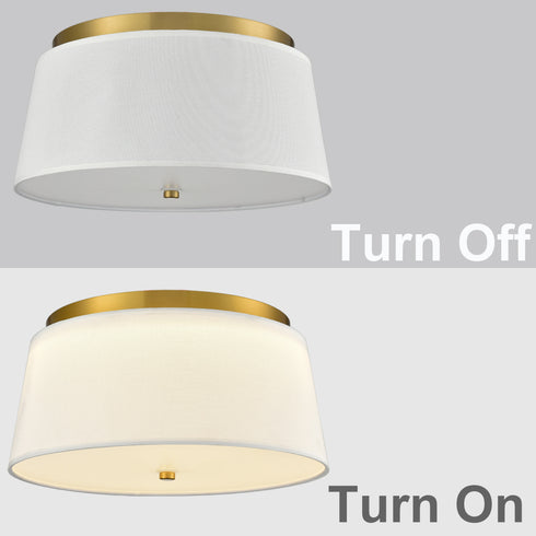 Modern Flush Mount Ceiling Light Fabric Drum Shade Dimmable LED Ceiling Light