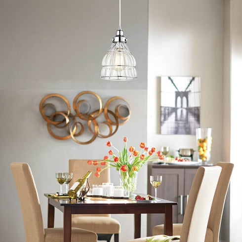 Modern Glass Pendant Lights Fixture over Kitchen Island Chrome Finish