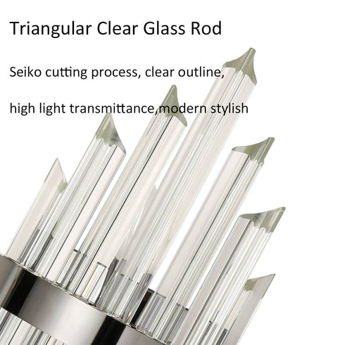 Modern Glass Rod Wall Sconces Titanium Black Finish Set of 2