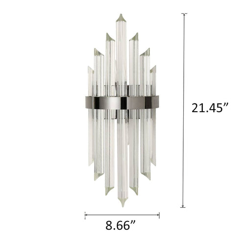 Modern Glass Rod Wall Sconces Titanium Black Finish Set of 2