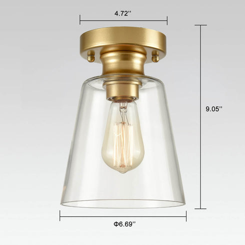Modern Glass Shade Gold Ceiling Light Fixture Flush Mount