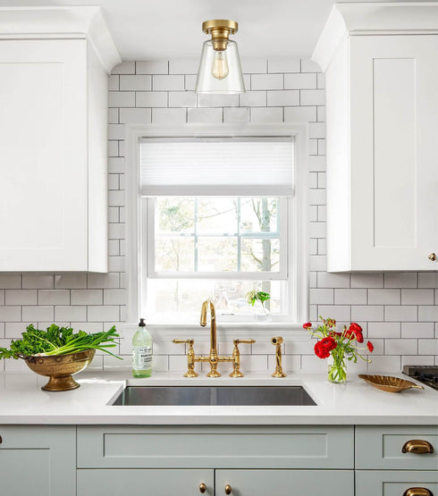 Modern Glass Shade Gold Ceiling Light Fixture Flush Mount