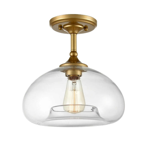Modern Globe Clear Glass Ceiling Lights Brass Finish Flush Mount