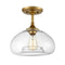 Modern Globe Clear Glass Ceiling Lights Brass Finish Flush Mount