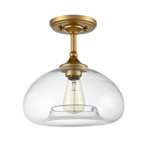 Modern Globe Clear Glass Ceiling Lights Brass Finish Flush Mount