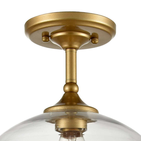 Modern Globe Clear Glass Ceiling Lights Brass Finish Flush Mount