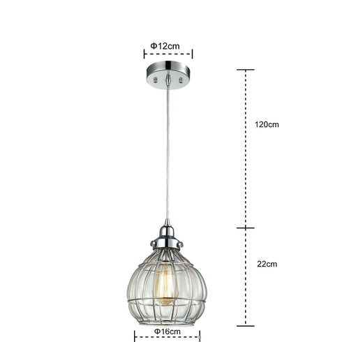 Modern Globe Glass Pendant Lights Fixture Chrome Finished