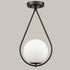 Modern Globe Opal Glass Semi Flush Ceiling Light, Black