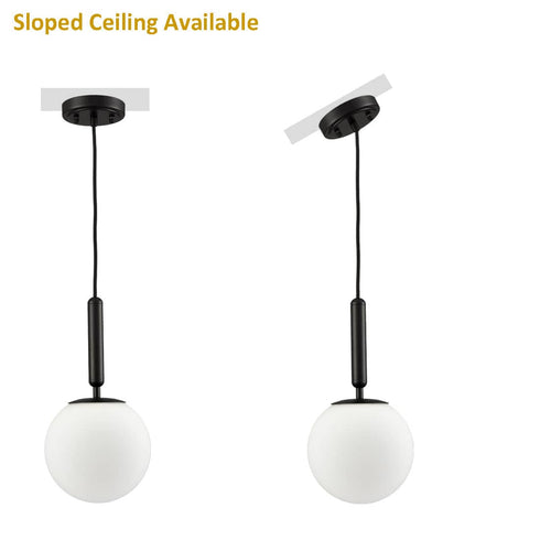 Modern Globe Pendant Lighting for Kitchen Island Black 8 Inch