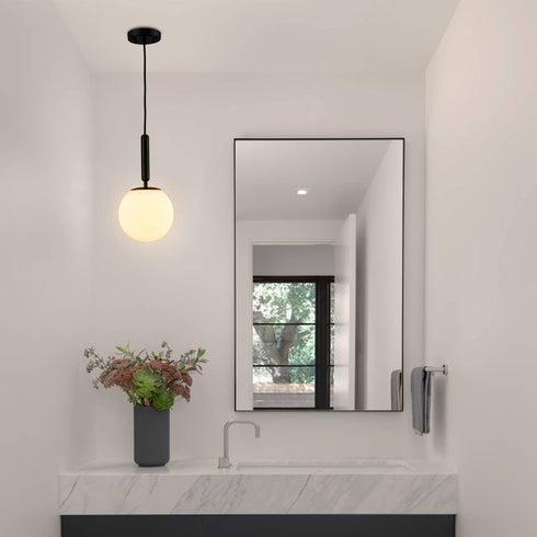 Modern Globe Pendant Lighting for Kitchen Island Black 8 Inch