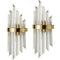 Modern Gold Brass Glass Crystal Wall Sconce, Set of 2