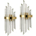 Modern Gold Brass Glass Crystal Wall Sconce, Set of 2
