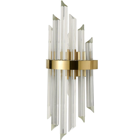 Modern Gold Brass Glass Crystal Wall Sconce, Set of 2