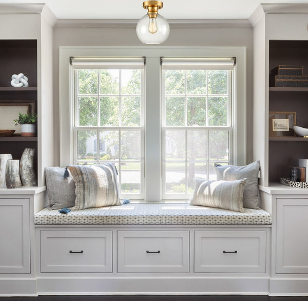 Modern Gold Ceiling Light Fixture Flush Mount Globe Glass