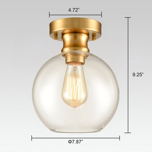 Modern Gold Ceiling Light Fixture Flush Mount Globe Glass