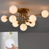 Modern Gold Flush Mount Ceiling Chandelier 9 Light Glass Globe