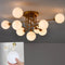 Modern Gold Flush Mount Ceiling Chandelier 9 Light Glass Globe