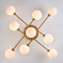 Modern Gold Flush Mount Ceiling Chandelier 9 Light Glass Globe