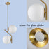 Modern Gold Kitchen Pendant Light with Milk Glass Globe 2 Light