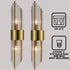 Modern Gold Metal Wall Sconce with Beautiful Crystal Clear Glass Rods for Bathroom Set of 2