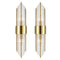 Modern Gold Metal Wall Sconce with Beautiful Crystal Clear Glass Rods for Bathroom Set of 2