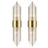 Modern Gold Metal Wall Sconce with Beautiful Crystal Clear Glass Rods for Bathroom Set of 2