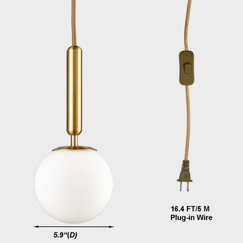 Modern Gold Plug in Pendant Lighting with Switch Cord 6 Inch