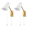 Modern Gold Plug-in Wall Sconce Linen Swing Arm Wall Lamp