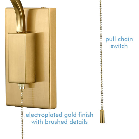 Modern Gold Plug-in Wall Sconce Linen Swing Arm Wall Lamp