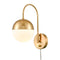 Modern Gold Wall Lamp Brass Finished Plug in Glass Wall Light