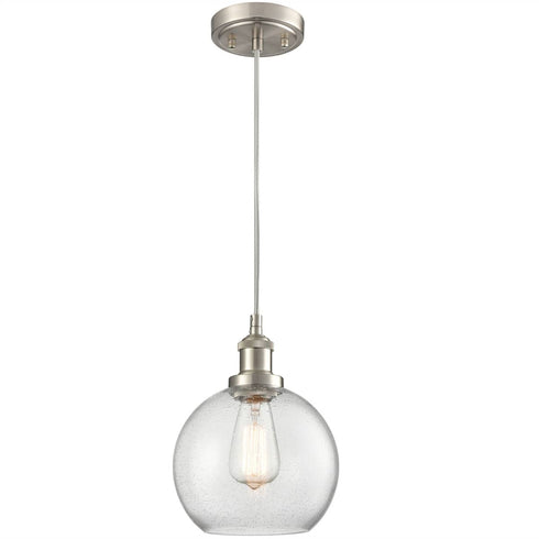 Modern Kitchen Glass Globe Pendant Light Brushed Nickel