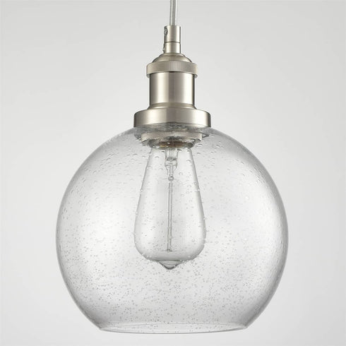 Modern Kitchen Glass Globe Pendant Light Brushed Nickel