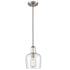 Modern Kitchen Pendant Lighting Brushed Nickel Rod-Hung, 1-Light