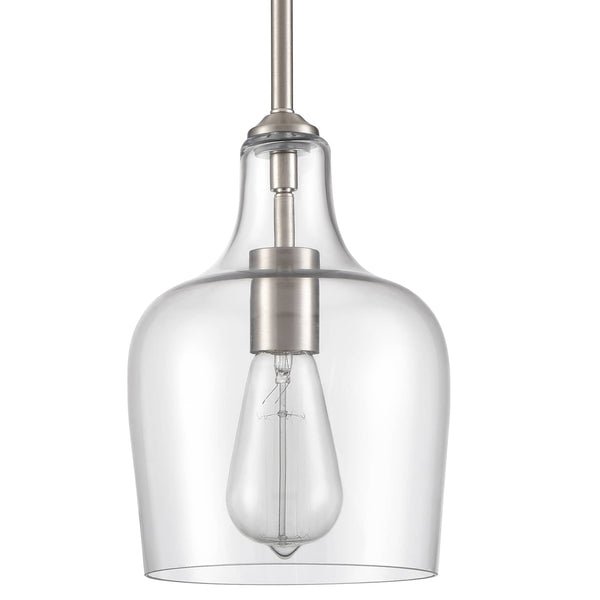Modern Kitchen Pendant Lighting Brushed Nickel Rod-Hung, 1-Light