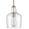 Modern Kitchen Pendant Lighting Brushed Nickel Rod-Hung, 1-Light
