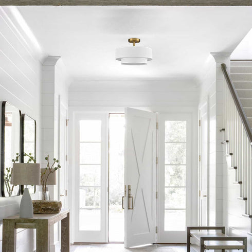 Modern LED Living Room Ceiling Lights Drum Shade, Color-Selectable