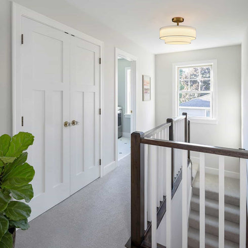 Modern LED Living Room Ceiling Lights Drum Shade, Color-Selectable