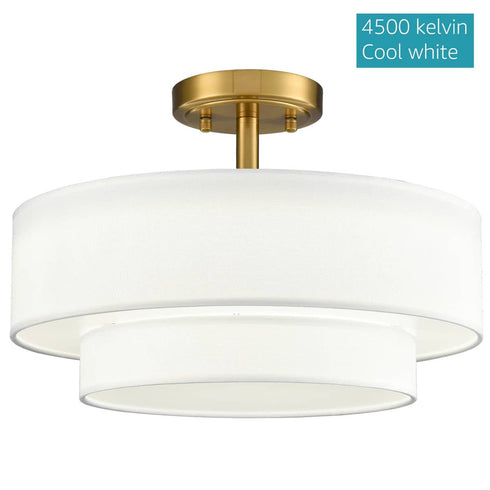 Modern LED Living Room Ceiling Lights Drum Shade, Color-Selectable