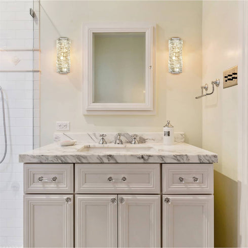 Modern LED Wall Lights Crystal Bathroom Fixtures, Chrome