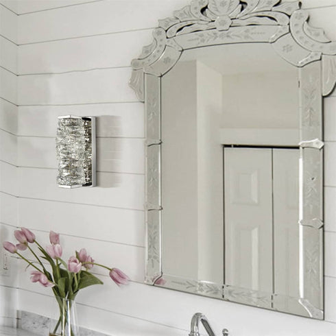 Modern LED Wall Lights Crystal Bathroom Fixtures, Chrome