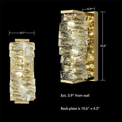 Modern LED Wall Lights Crystal Bathroom Fixtures, Gold