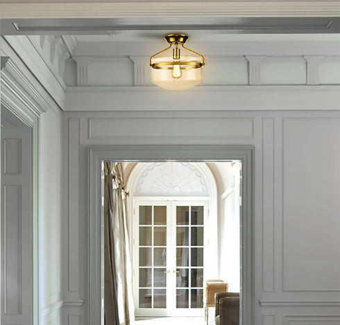 Modern Mid-Century Gold Clear Glass Ceiling Lights Brass