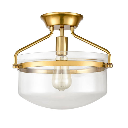 Modern Mid-Century Gold Clear Glass Ceiling Lights Brass
