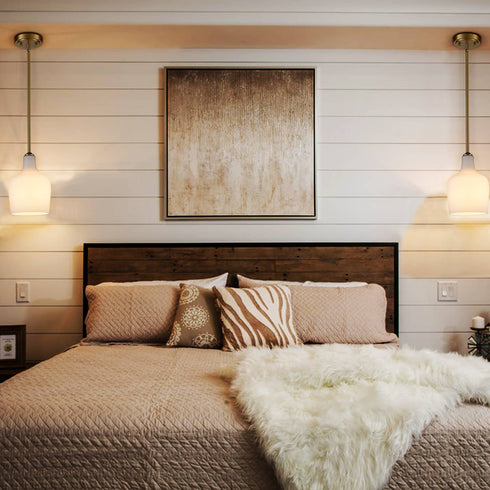 Modern Milk Glass Gold Pendant Light for Kitchen Rod-Hung