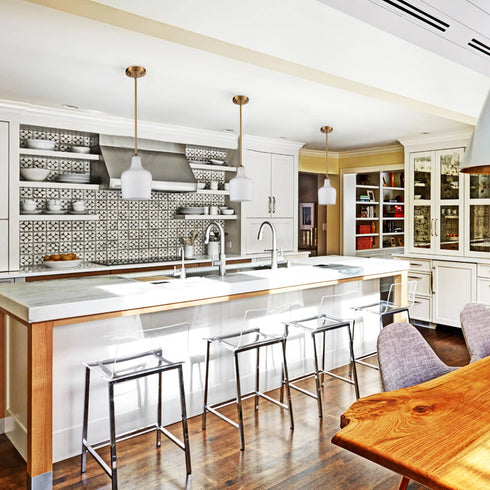 Modern Milk Glass Gold Pendant Light for Kitchen Rod-Hung