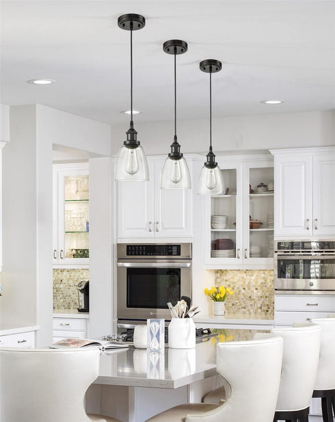 Modern Mini Bell Glass 3 Light Pendant Fixture