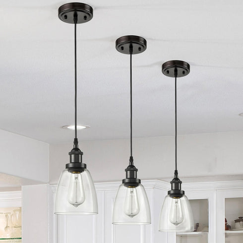 Modern Mini Bell Glass 3 Light Pendant Fixture