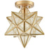 Modern Moravian Star Ceiling Light with Seeded Glass 12 inches Brass