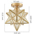 Modern Moravian Star Ceiling Light with Seeded Glass 12 inches Brass